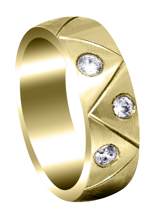 Yellow Gold Diamond Mens Wedding Band | 0.3 Carats | Satin Finish (Keegan)