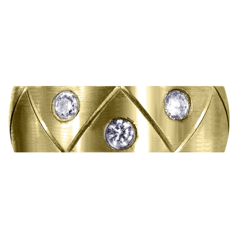 Yellow Gold Diamond Mens Wedding Band | 0.3 Carats | Satin Finish (Keegan)