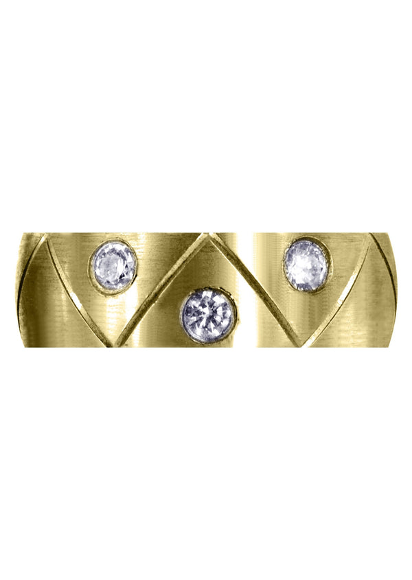 Yellow Gold Diamond Mens Wedding Band | 0.3 Carats | Satin Finish (Keegan)