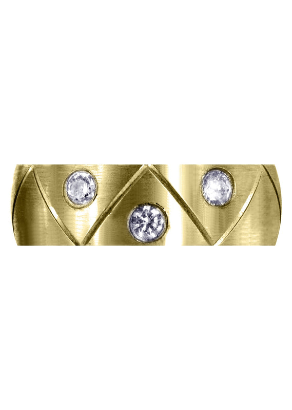 Yellow Gold Diamond Mens Wedding Band | 0.3 Carats | Satin Finish (Keegan)