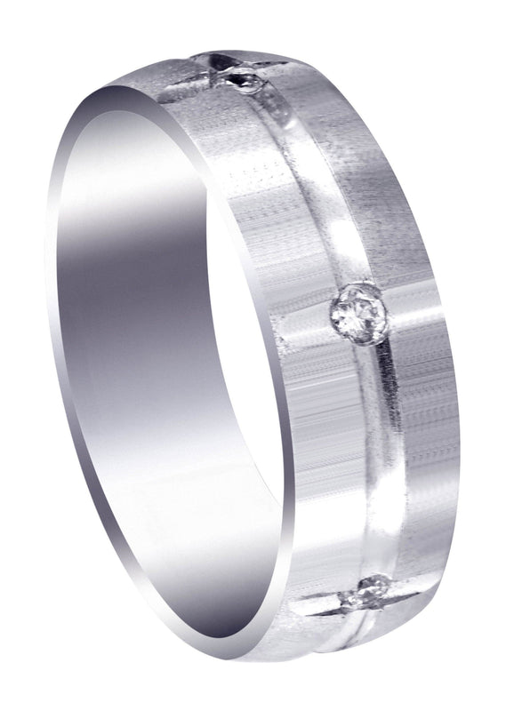 Diamond Mens Wedding Band | 0.3 Carats | Cross Satin Finish (Josue)