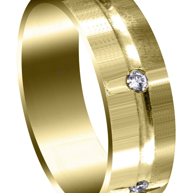 Yellow Gold Diamond Mens Wedding Band | 0.3 Carats | Cross Satin Finish (Josue)