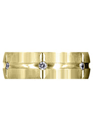Yellow Gold Diamond Mens Wedding Band | 0.3 Carats | Cross Satin Finish (Josue)
