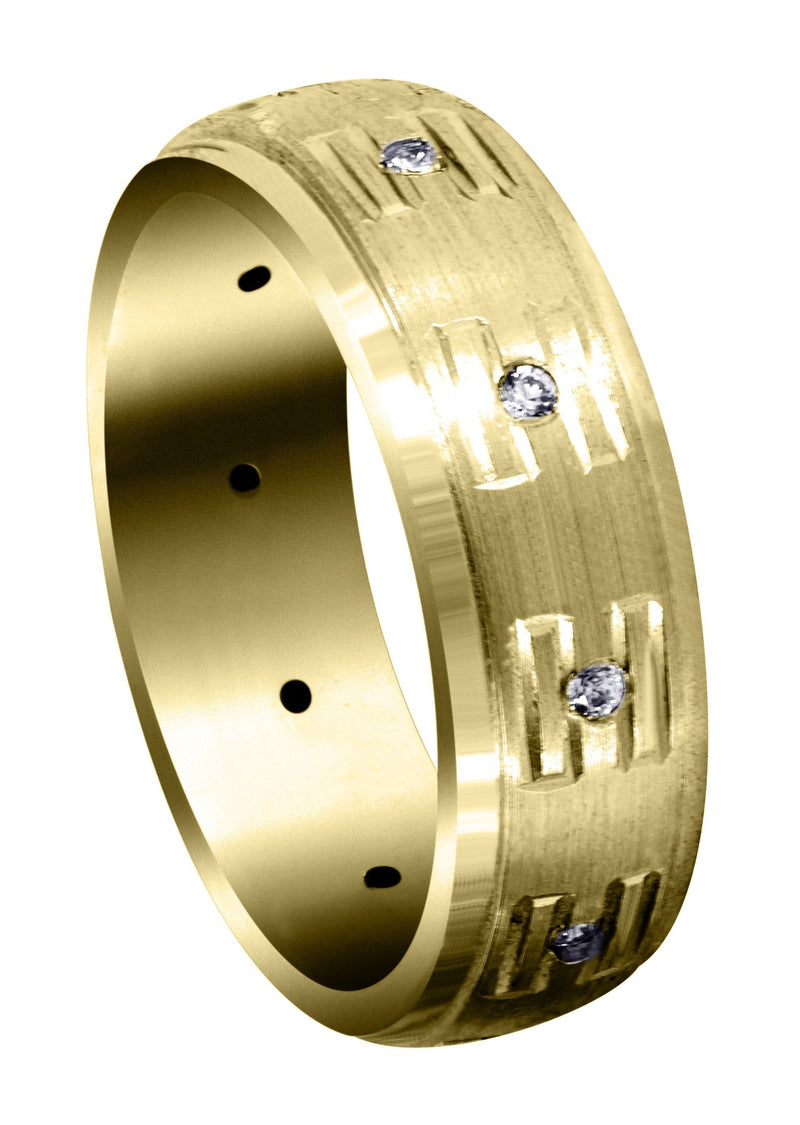 Yellow Gold Diamond Mens Wedding Band | 0.25 Carats | Satin Finish (Remington)
