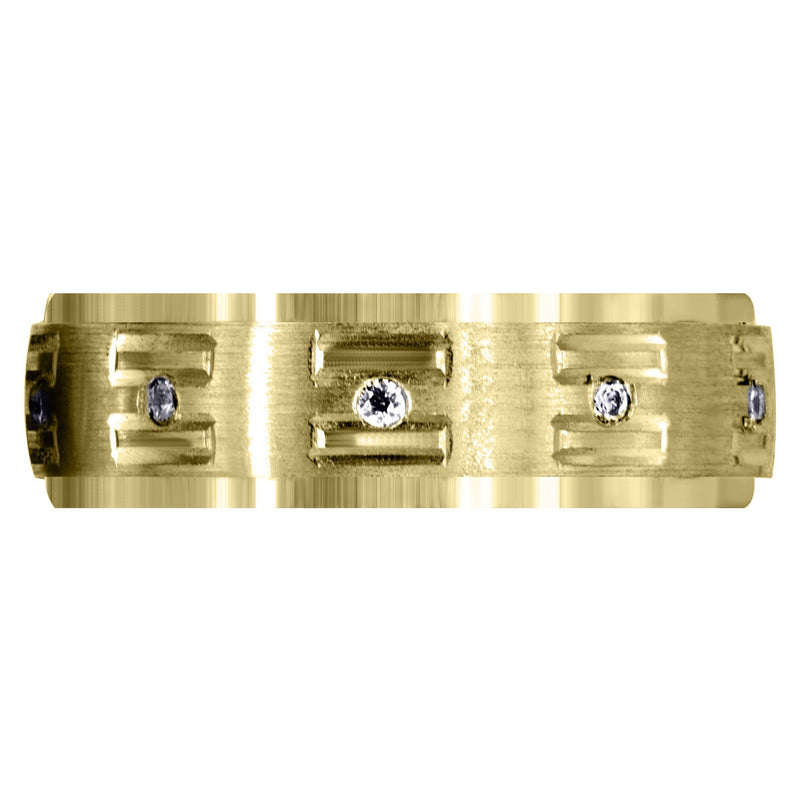 Yellow Gold Diamond Mens Wedding Band | 0.25 Carats | Satin Finish (Remington)