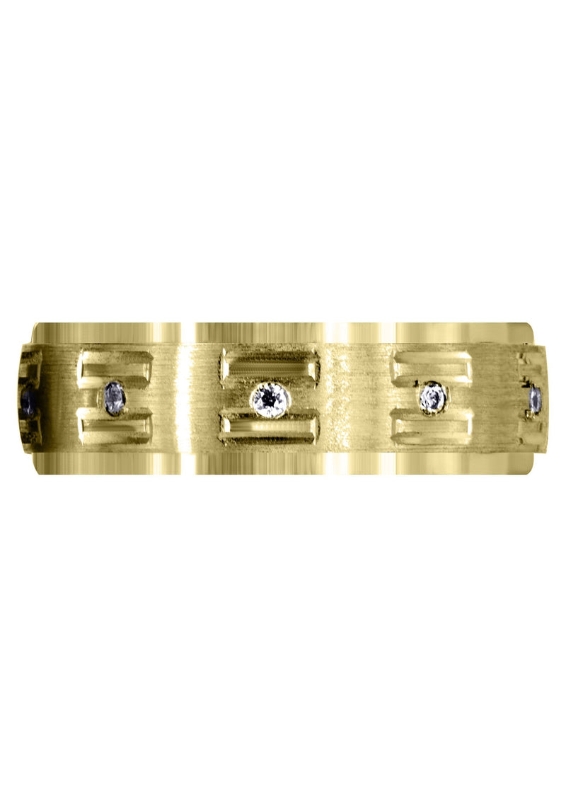 Yellow Gold Diamond Mens Wedding Band | 0.25 Carats | Satin Finish (Remington)