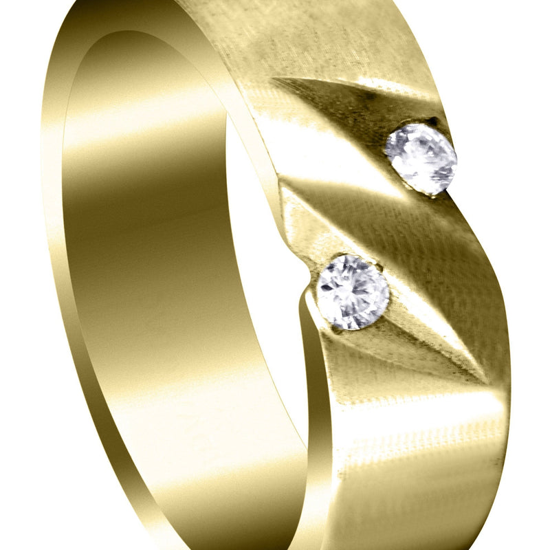 Yellow Gold Diamond Mens Engagement Ring | 0.14 Carats | Satin Finish (Troy)
