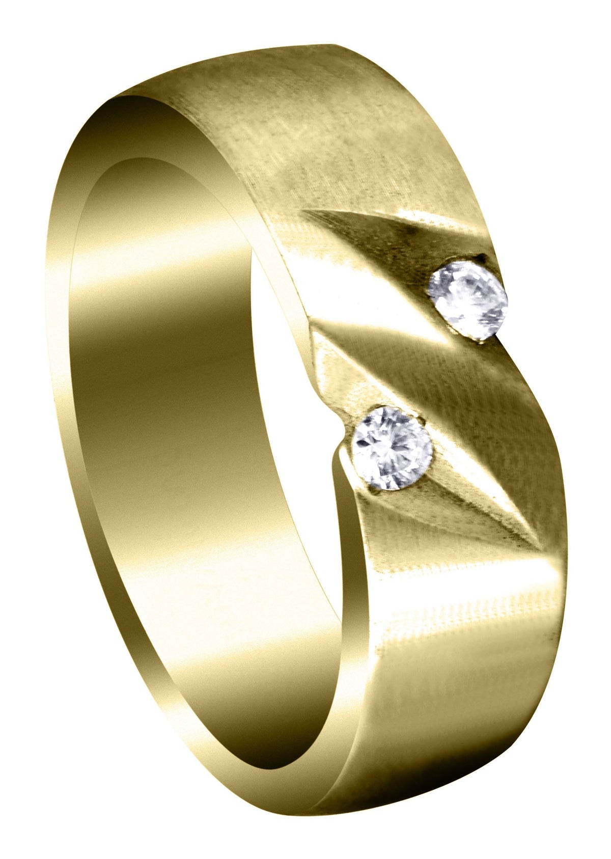 Yellow Gold Diamond Mens Engagement Ring | 0.14 Carats | Satin Finish (Troy)