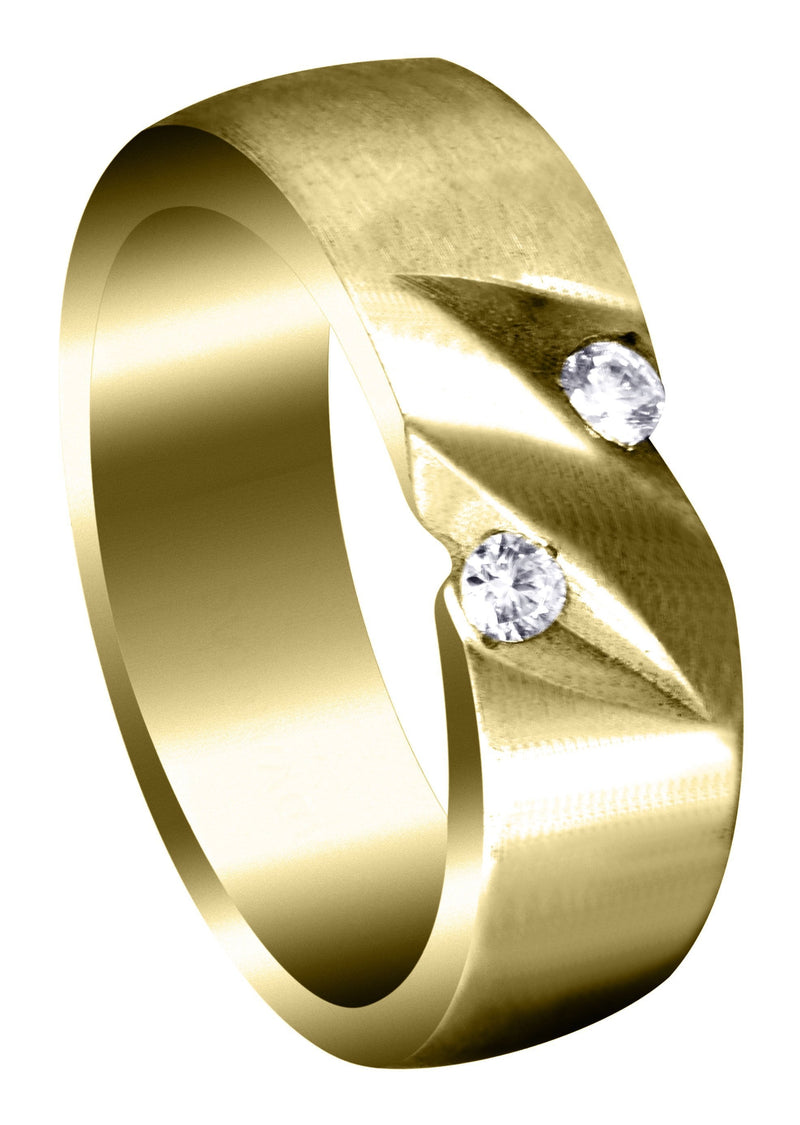 Yellow Gold Diamond Mens Engagement Ring | 0.14 Carats | Satin Finish (Troy)