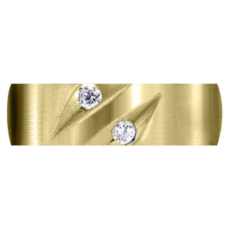 Yellow Gold Diamond Mens Engagement Ring | 0.14 Carats | Satin Finish (Troy)