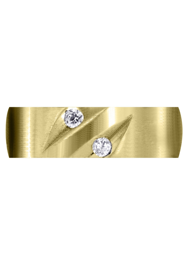 Yellow Gold Diamond Mens Engagement Ring | 0.14 Carats | Satin Finish (Troy)