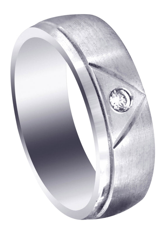 Diamond Mens Wedding Band | 0.07 Carats | Satin Finish (Emerson)