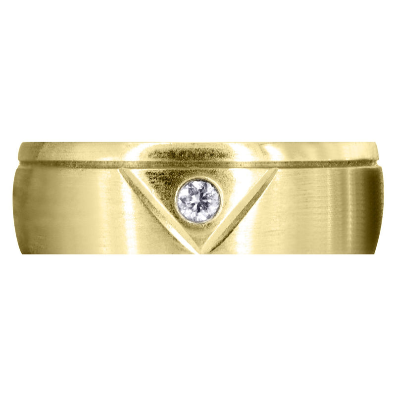 Yellow Gold Diamond Mens Wedding Band | 0.07 Carats | Satin Finish (Emerson)