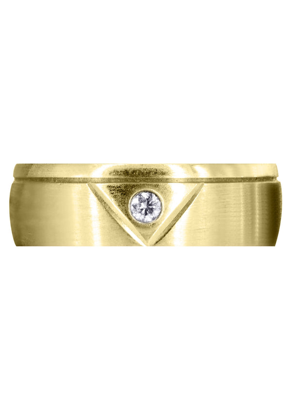 Yellow Gold Diamond Mens Wedding Band | 0.07 Carats | Satin Finish (Emerson)