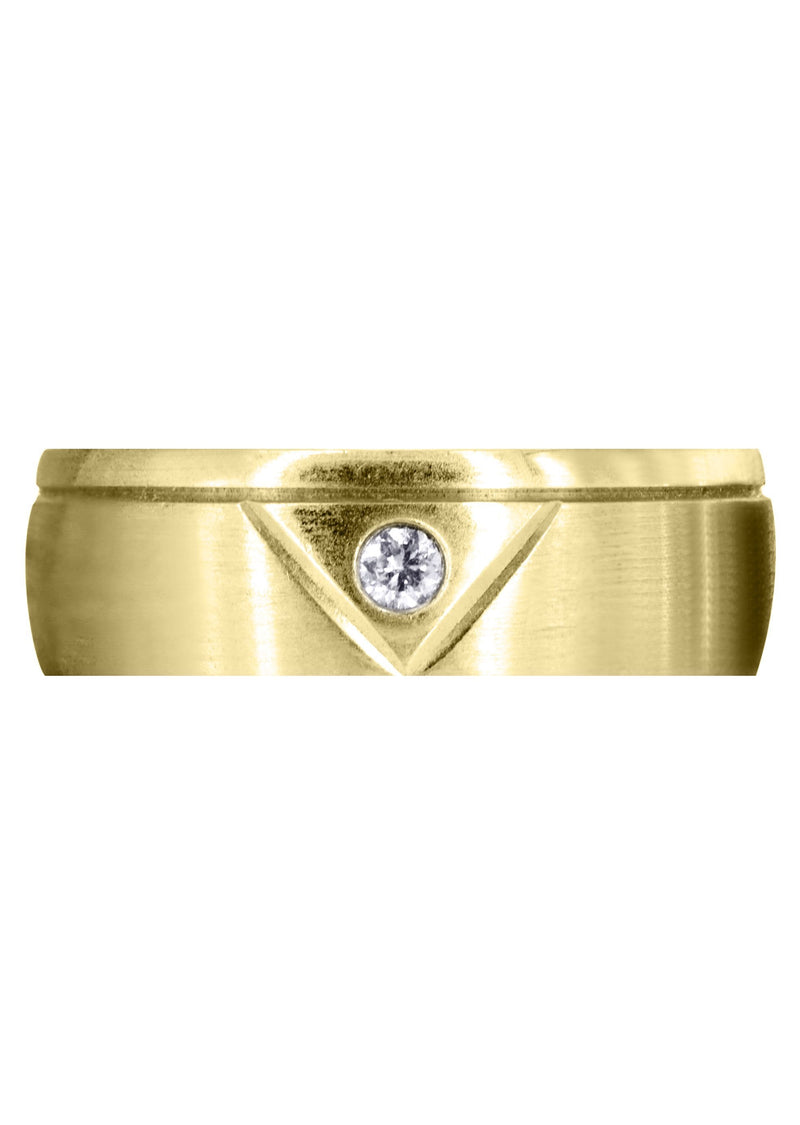 Yellow Gold Diamond Mens Wedding Band | 0.07 Carats | Satin Finish (Emerson)