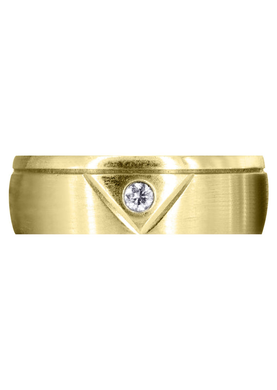 Yellow Gold Diamond Mens Wedding Band | 0.07 Carats | Satin Finish (Emerson)