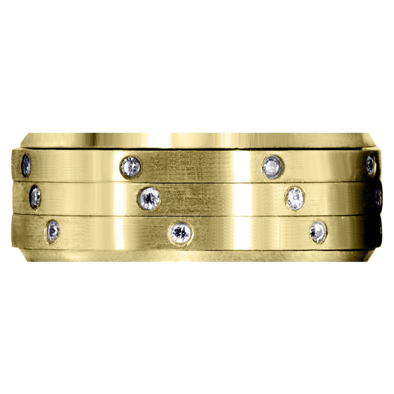 Yellow Gold Diamond Mens Wedding Band | 0.24 Carats | Satin Finish (Roberto)