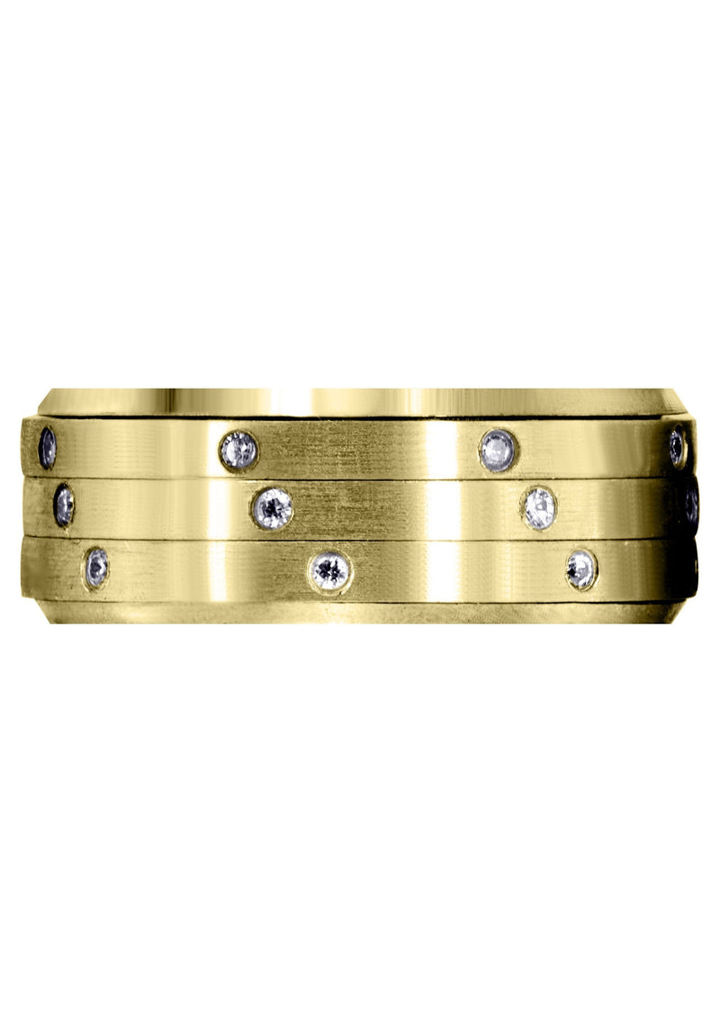 Yellow Gold Diamond Mens Wedding Band | 0.24 Carats | Satin Finish (Roberto)