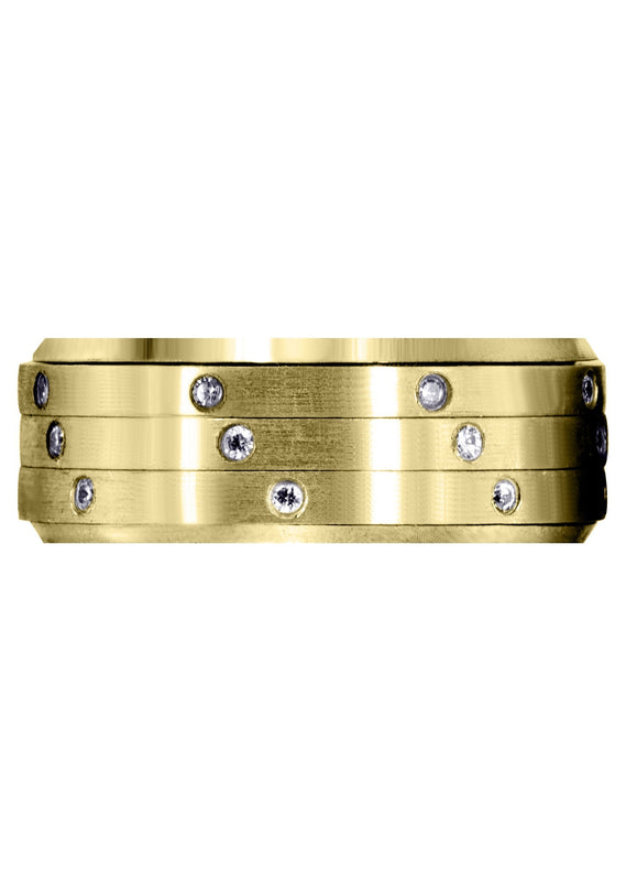 Yellow Gold Diamond Mens Wedding Band | 0.24 Carats | Satin Finish (Roberto)