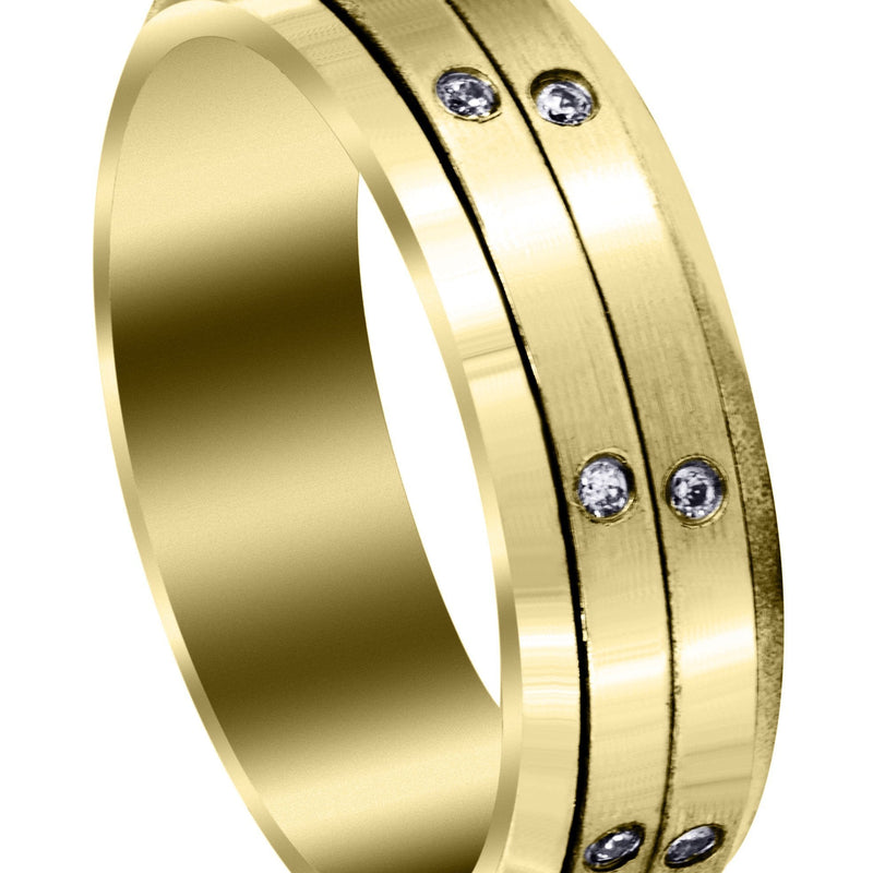 Yellow Gold Diamond Mens Engagement Ring | 0.16 Carats | Satin Finish (Major)