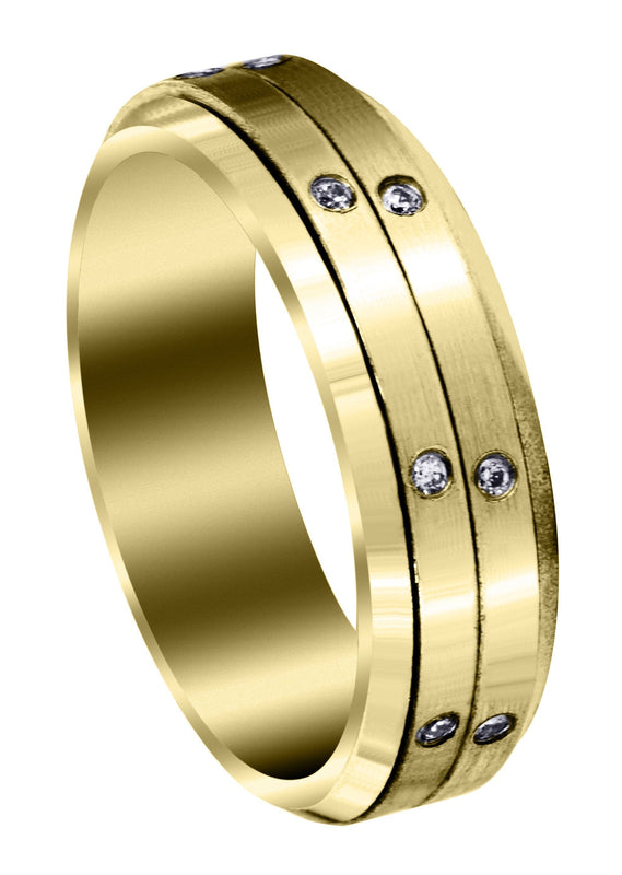 Yellow Gold Diamond Mens Engagement Ring | 0.16 Carats | Satin Finish (Major)