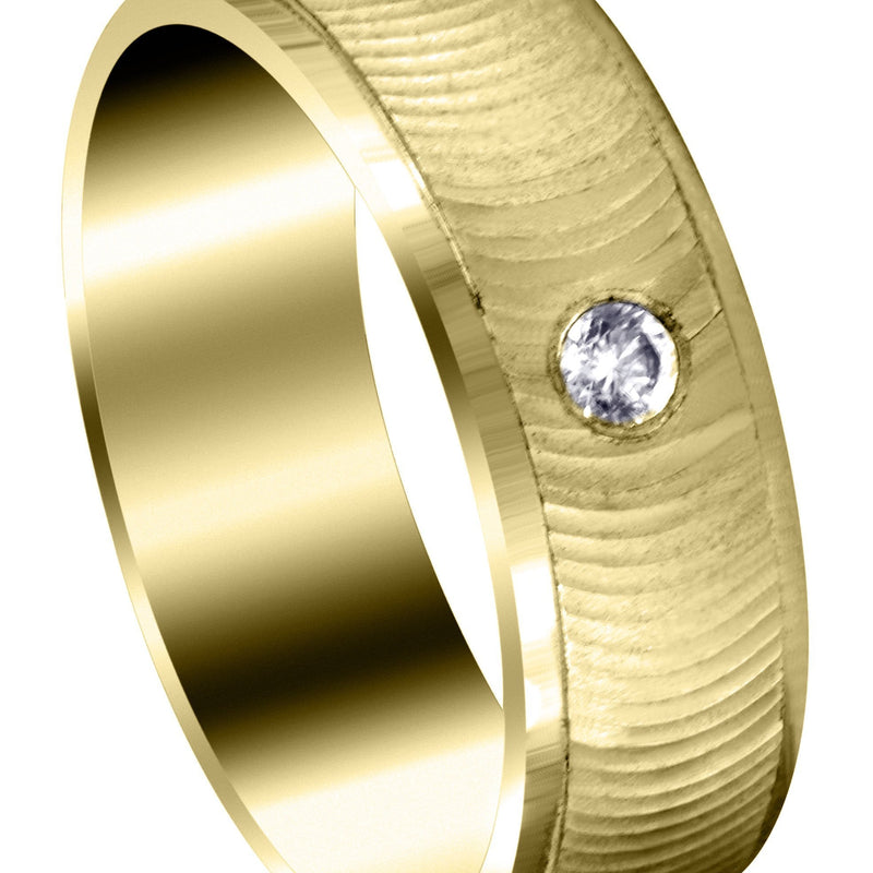 Yellow Gold Diamond Mens Wedding Band | 0.12 Carats | Diamond Cut Finish (Drew)