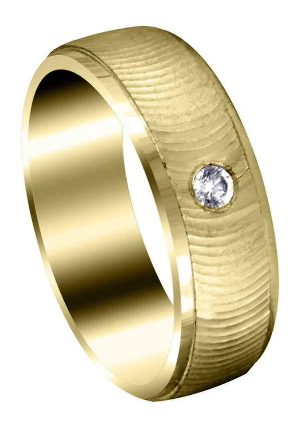 Yellow Gold Diamond Mens Wedding Band | 0.12 Carats | Diamond Cut Finish (Drew)