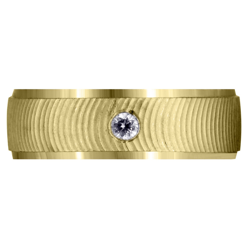 Yellow Gold Diamond Mens Wedding Band | 0.12 Carats | Diamond Cut Finish (Drew)