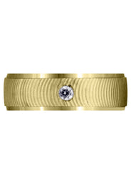 Yellow Gold Diamond Mens Wedding Band | 0.12 Carats | Diamond Cut Finish (Drew)