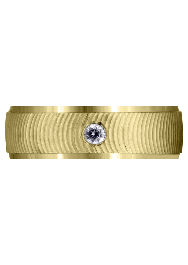 Yellow Gold Diamond Mens Wedding Band | 0.12 Carats | Diamond Cut Finish (Drew)