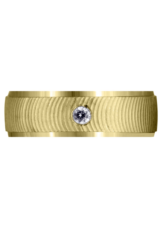 Yellow Gold Diamond Mens Wedding Band | 0.12 Carats | Diamond Cut Finish (Drew)