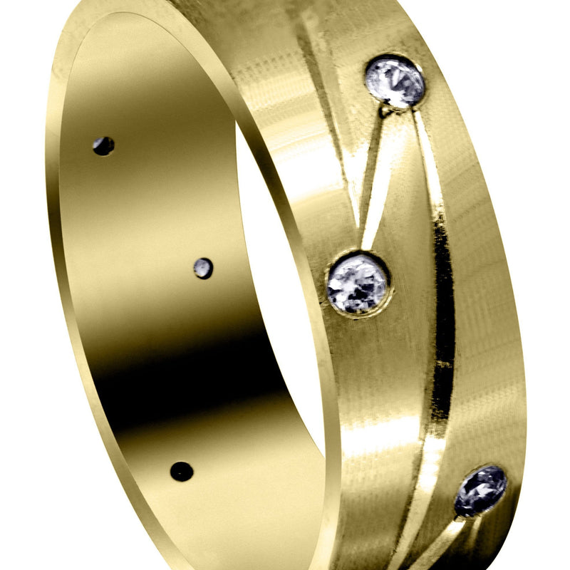 Yellow Gold Diamond Mens Wedding Band | 0.3 Carats | Satin Finish (Kendrick)