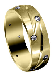 Yellow Gold Diamond Mens Wedding Band | 0.3 Carats | Satin Finish (Kendrick)