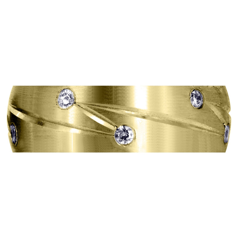 Yellow Gold Diamond Mens Wedding Band | 0.3 Carats | Satin Finish (Kendrick)