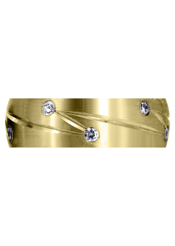 Yellow Gold Diamond Mens Wedding Band | 0.3 Carats | Satin Finish (Kendrick)