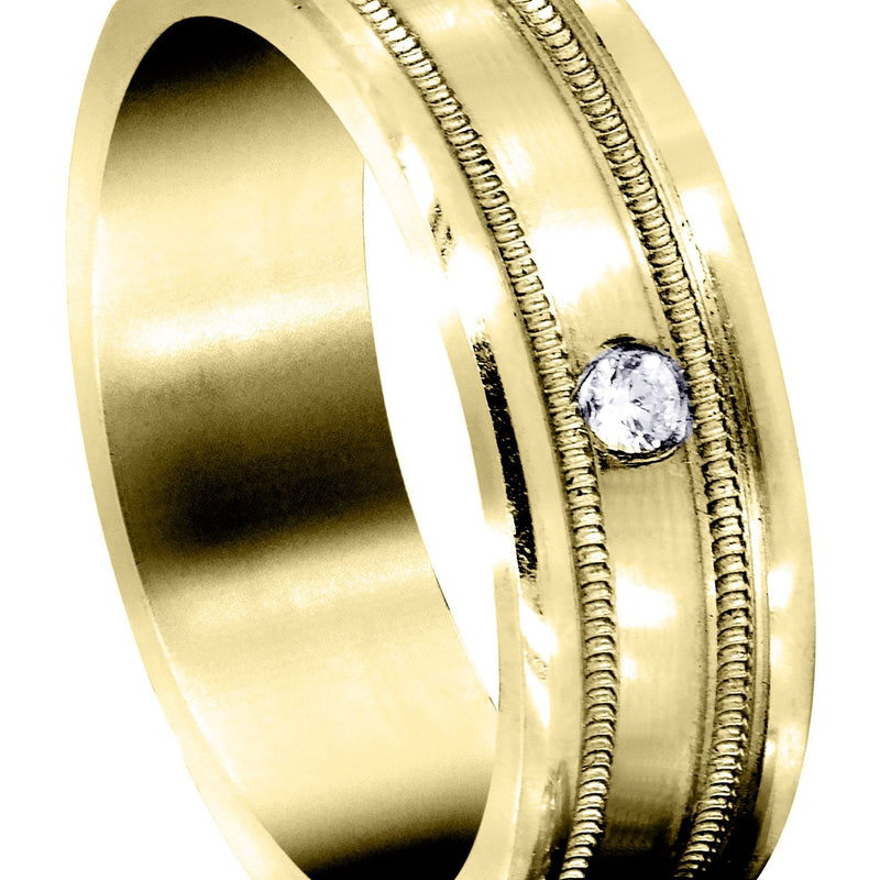 Yellow Gold Diamond Mens Wedding Band | 0.04 Carats (Brock)