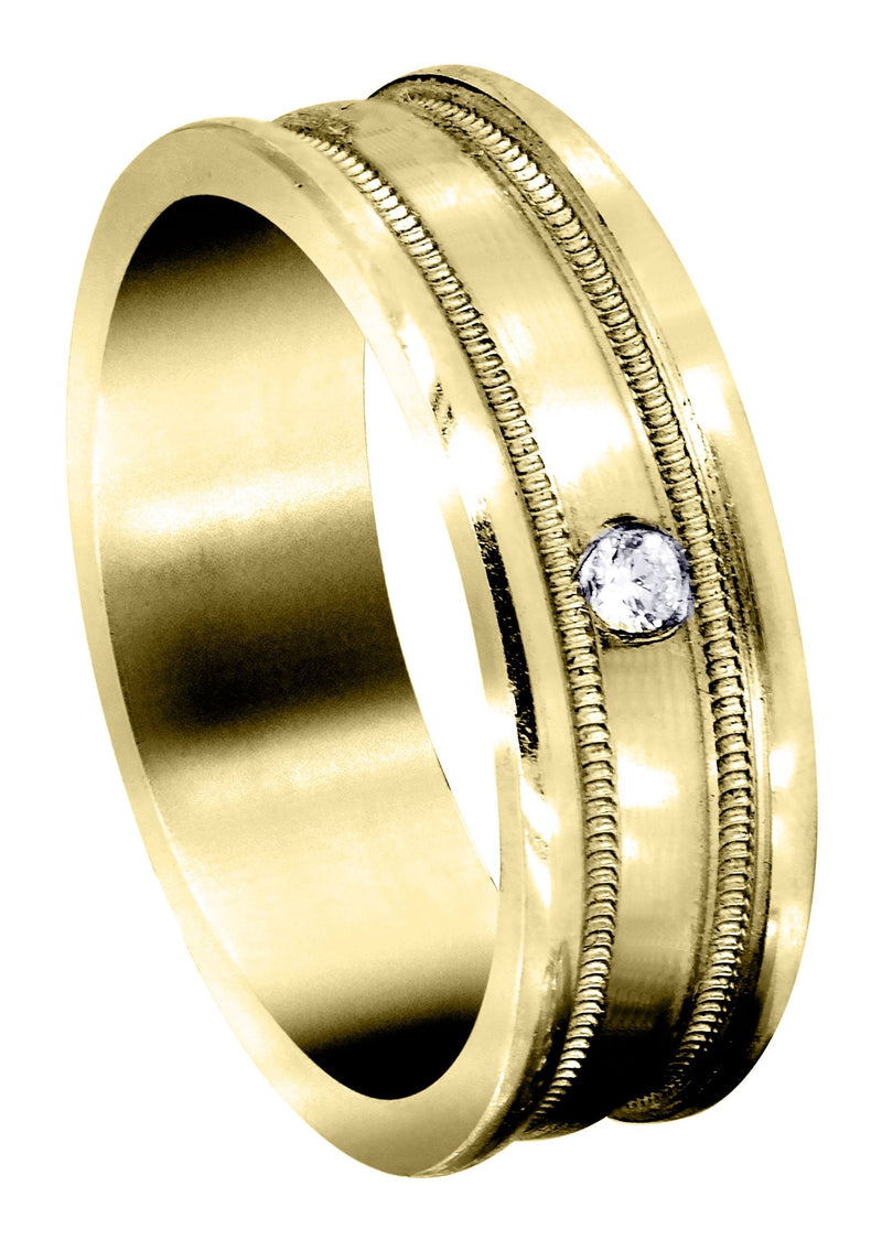 Yellow Gold Diamond Mens Wedding Band | 0.04 Carats (Brock)