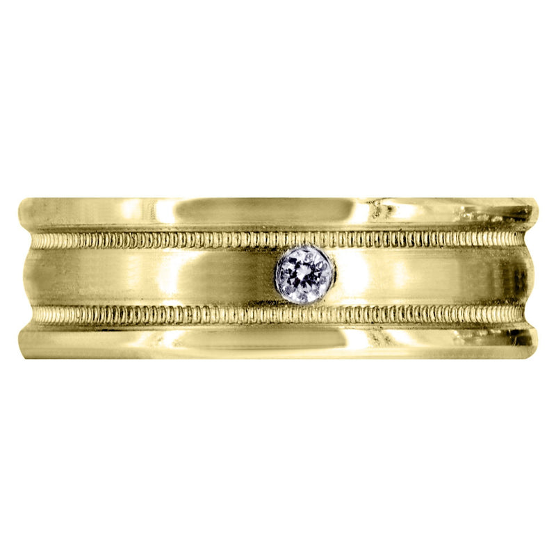 Yellow Gold Diamond Mens Wedding Band | 0.04 Carats (Brock)