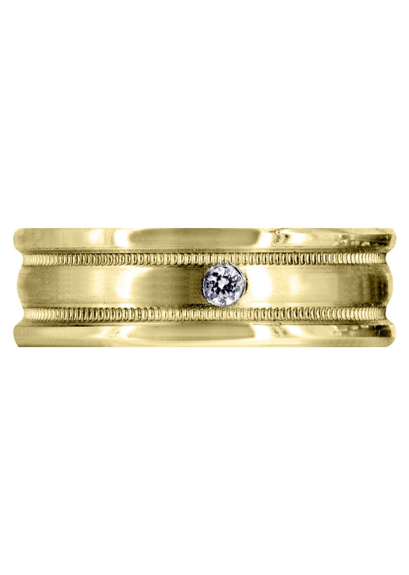 Yellow Gold Diamond Mens Wedding Band | 0.04 Carats (Brock)