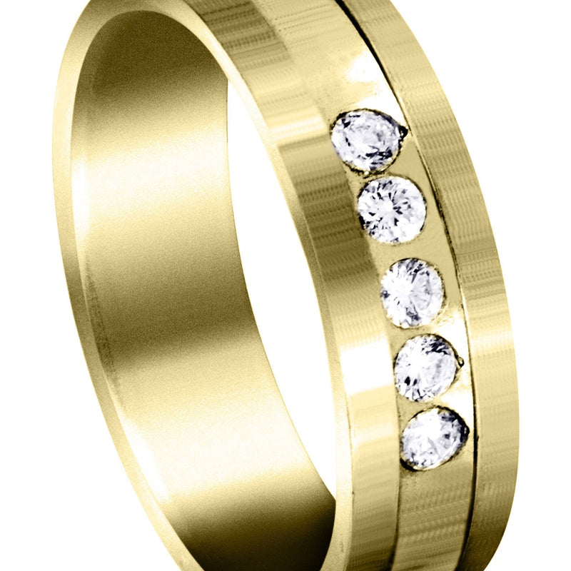 Yellow Gold Diamond Mens Wedding Band | 0.25 Carats | Satin Finish (Maximiliano)