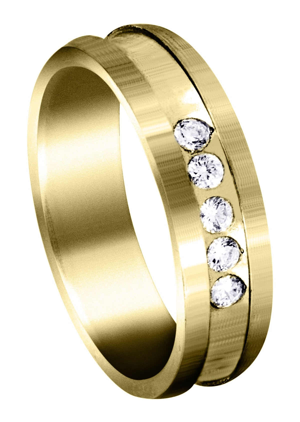 Yellow Gold Diamond Mens Wedding Band | 0.25 Carats | Satin Finish (Maximiliano)