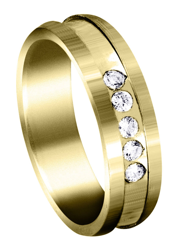 Yellow Gold Diamond Mens Wedding Band | 0.25 Carats | Satin Finish (Maximiliano)