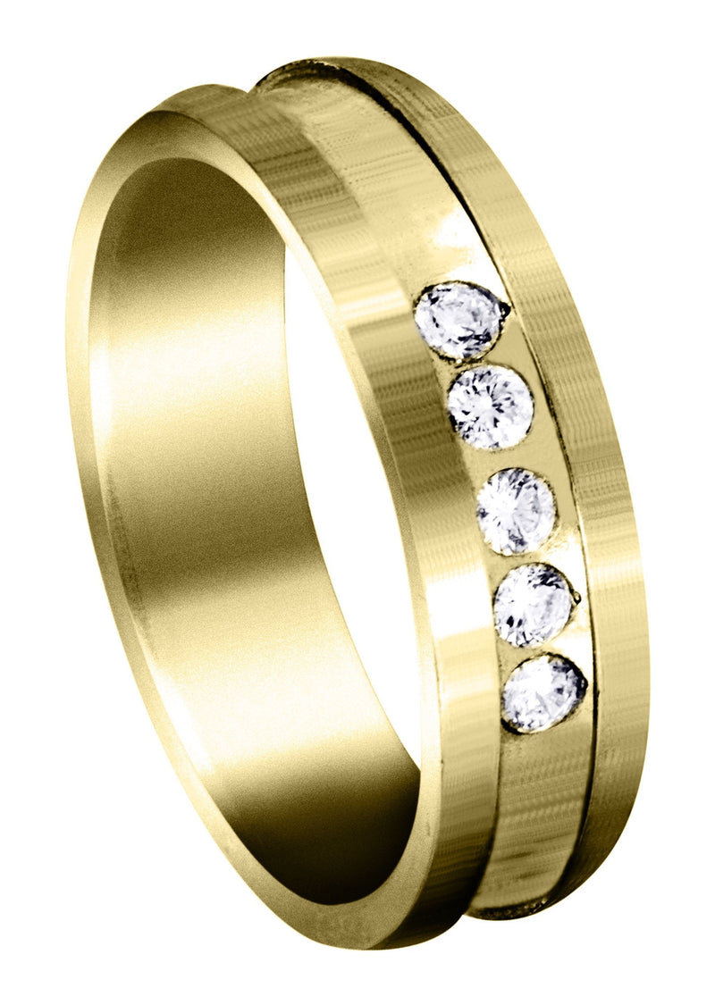 Yellow Gold Diamond Mens Wedding Band | 0.25 Carats | Satin Finish (Maximiliano)