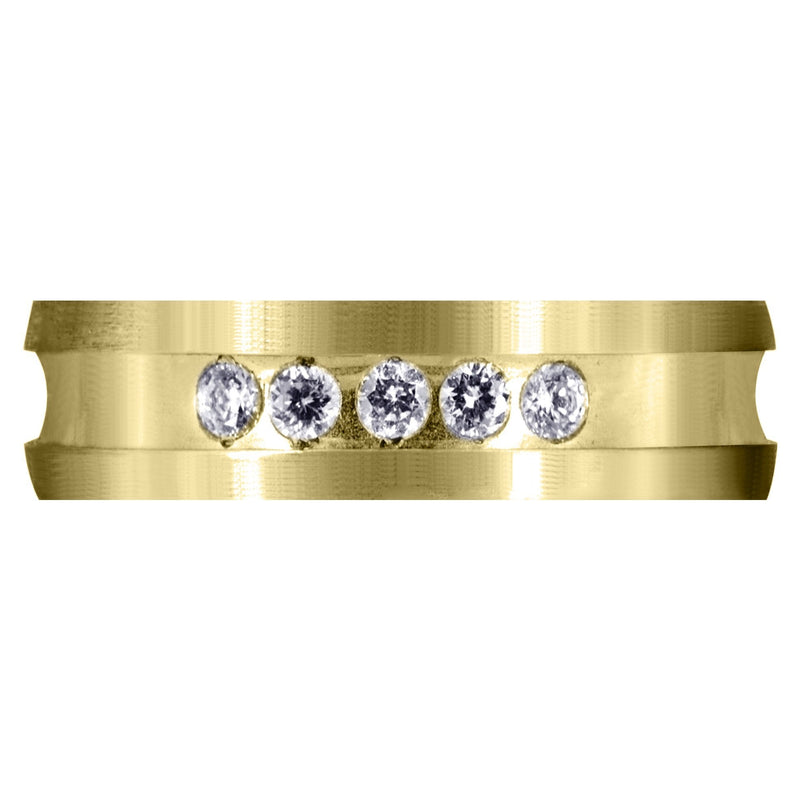 Yellow Gold Diamond Mens Wedding Band | 0.25 Carats | Satin Finish (Maximiliano)
