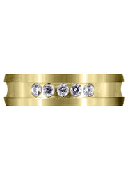 Yellow Gold Diamond Mens Wedding Band | 0.25 Carats | Satin Finish (Maximiliano)
