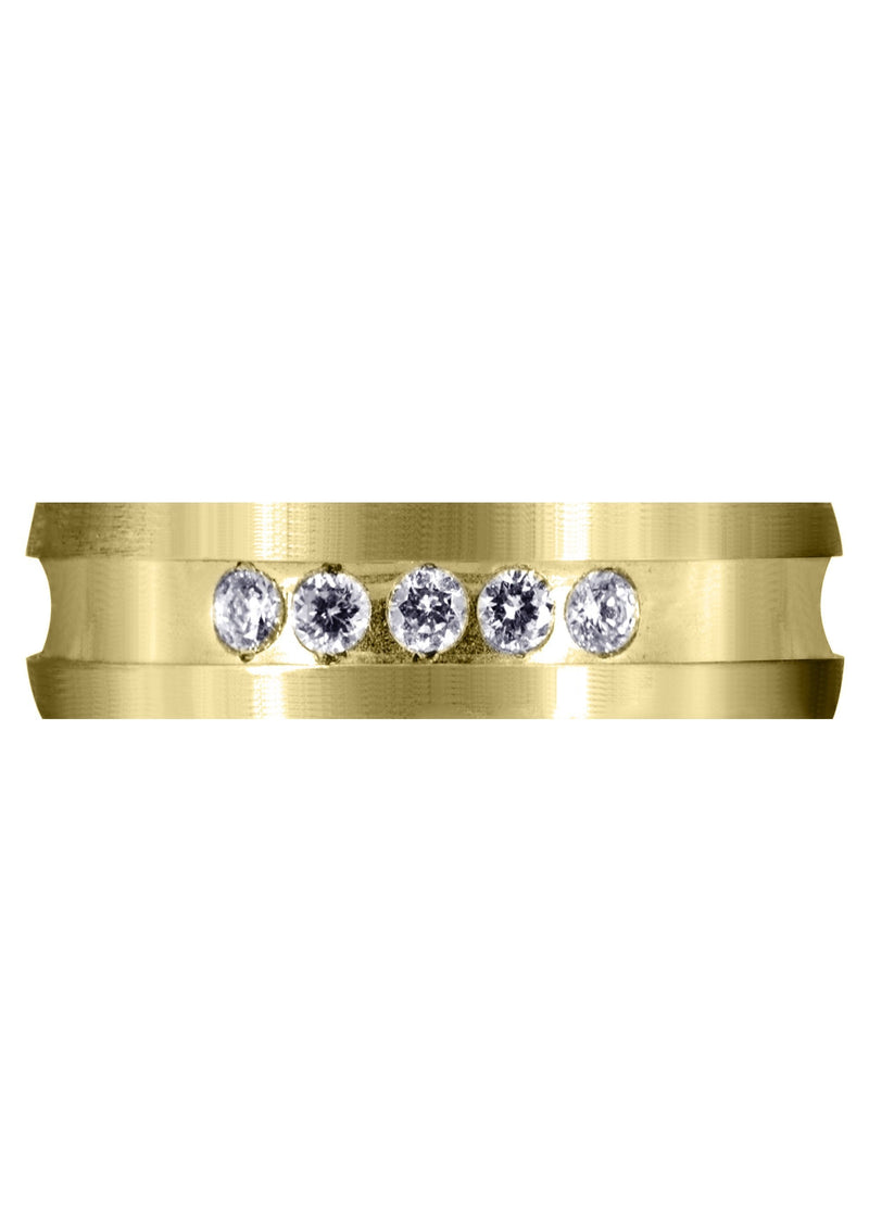 Yellow Gold Diamond Mens Wedding Band | 0.25 Carats | Satin Finish (Maximiliano)