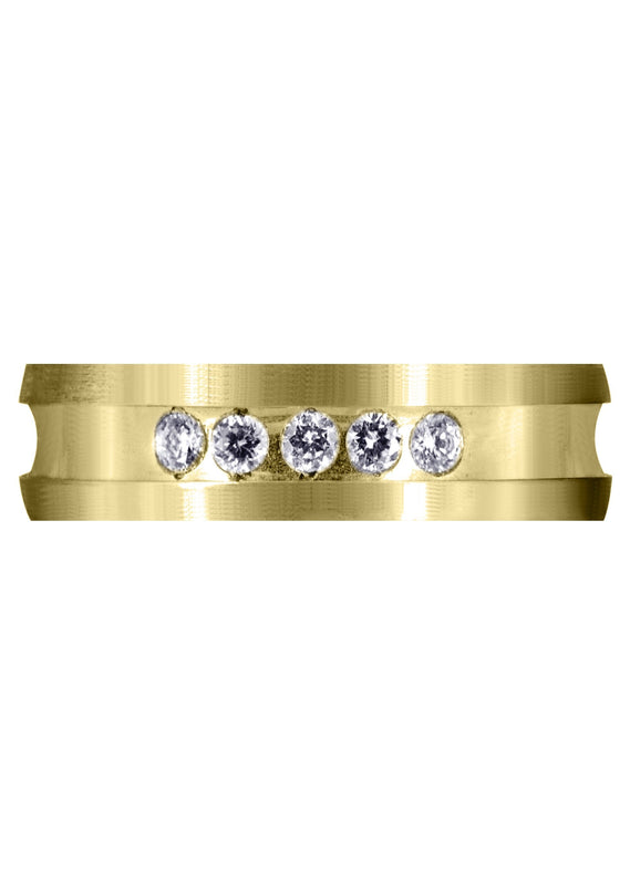 Yellow Gold Diamond Mens Wedding Band | 0.25 Carats | Satin Finish (Maximiliano)