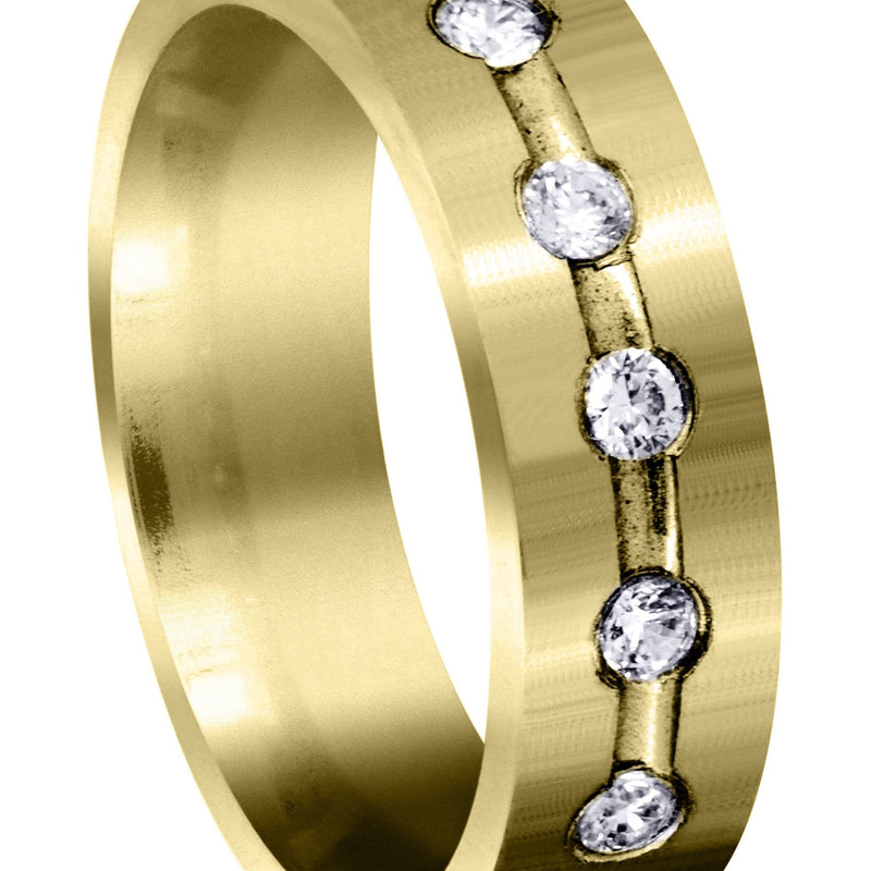 Yellow Gold Diamond Mens Engagement Ring | 0.25 Carats | Satin Finish (Hector)