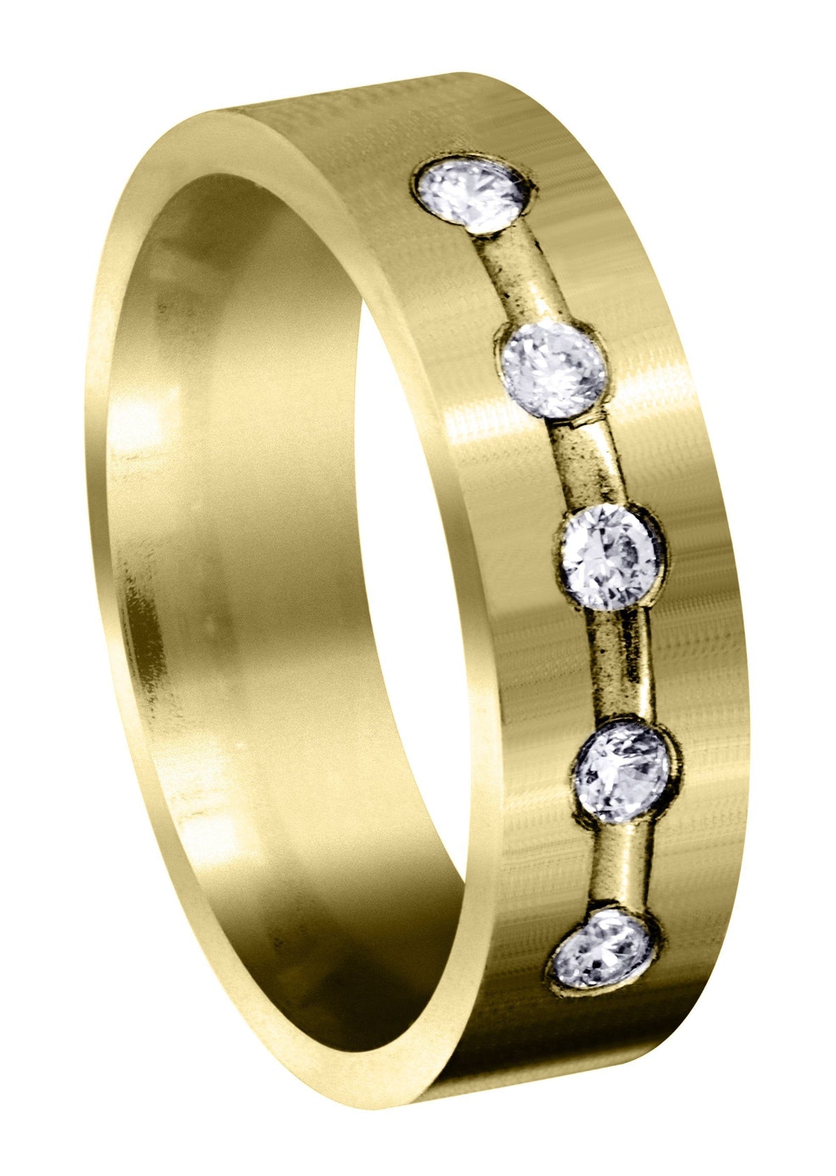 Yellow Gold Diamond Mens Engagement Ring | 0.25 Carats | Satin Finish (Hector)