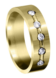 Yellow Gold Diamond Mens Engagement Ring | 0.25 Carats | Satin Finish (Hector)